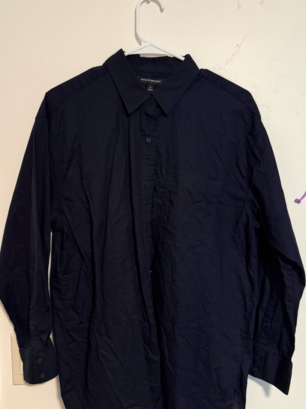 Banana Republic Men’s Dark Navy Long-Sleeve Dress Shirt